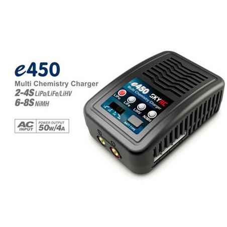 SkyRC Carregador e450 AC NiMh 6-8 / LiPo 2-4s 1-4A 50W Charger